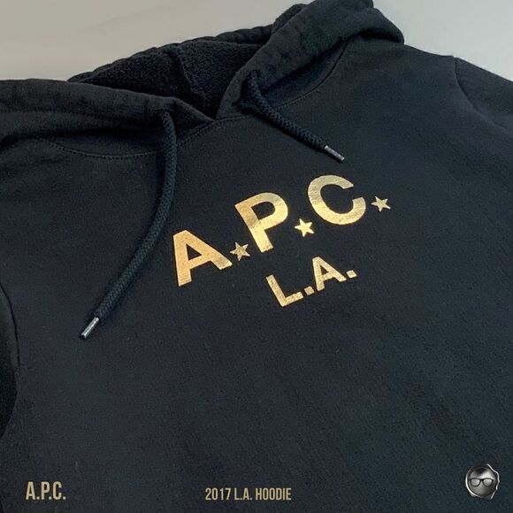 A.P.C. L.A. HOODIE IN BLACK & GOLD 2017 CAPSULE LOS ANGELES WOMEN SIZE SMALL NEW - Picture 5 of 14